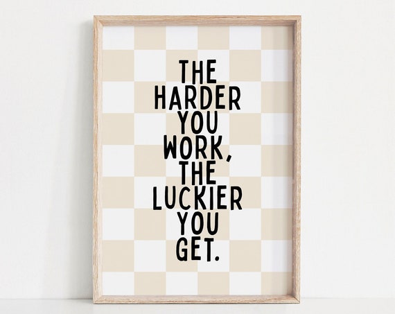 Inspirational Soccer Quote Print The Harder You Work The Luckier You Get Soccer Wall Art Soccer Motivational Poster Boys Room Decor