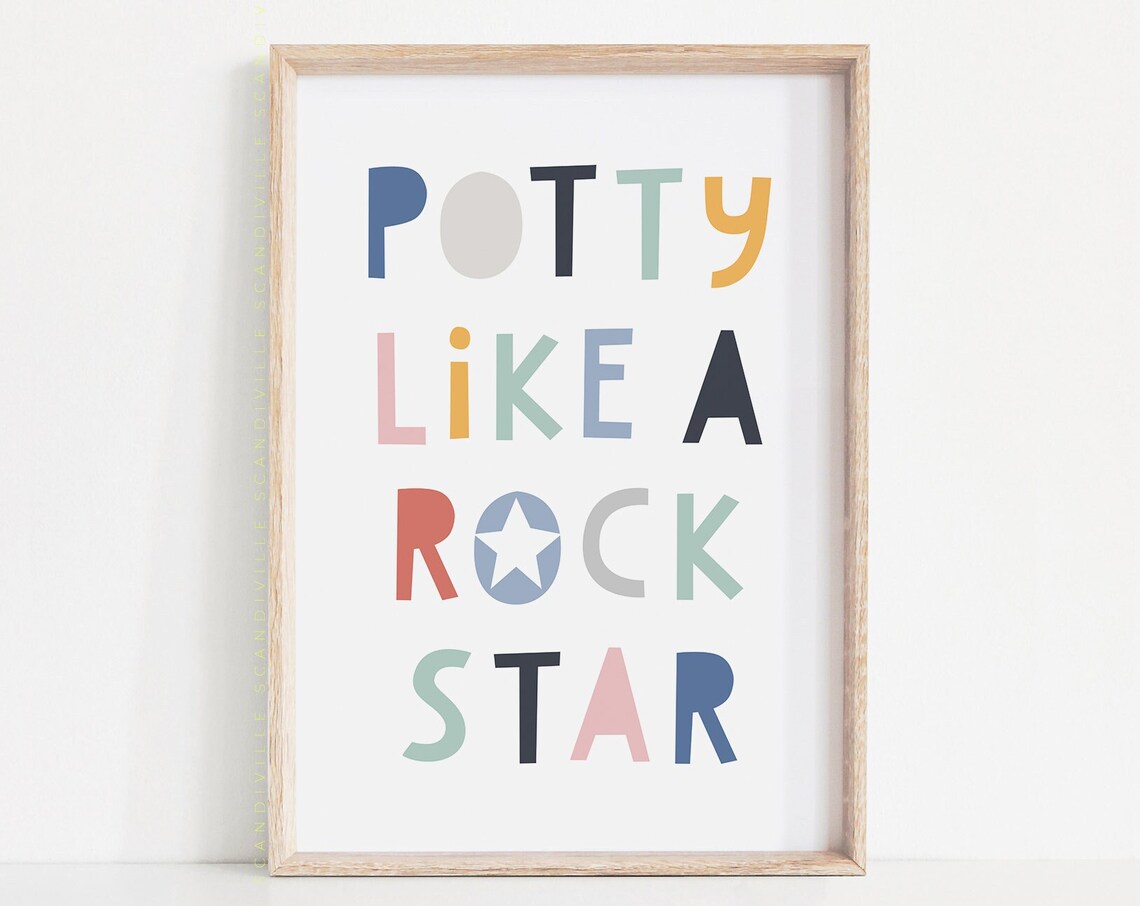 Potty Like A Rock Star Kids Bathroom Art Print