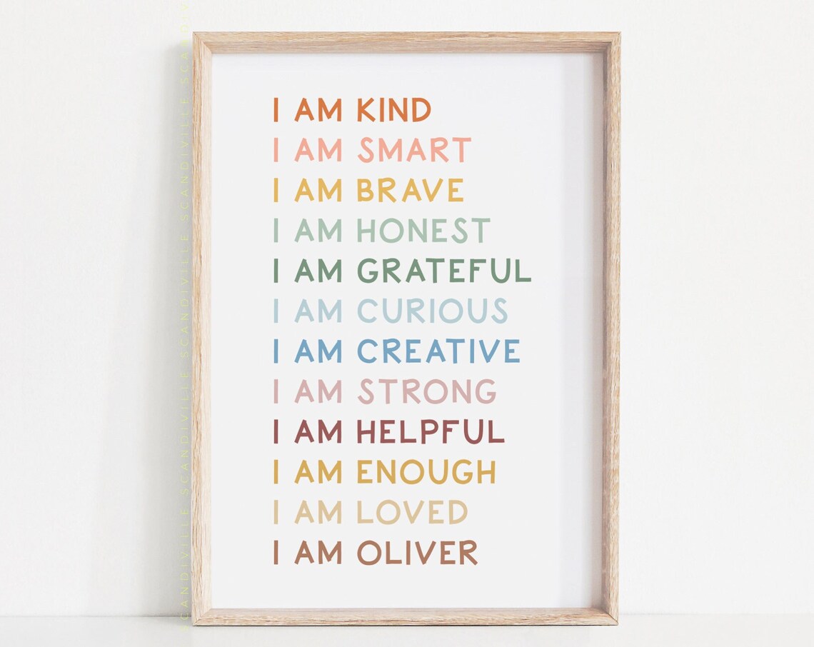 Personalized Name Positive Affirmations Kids Art Print