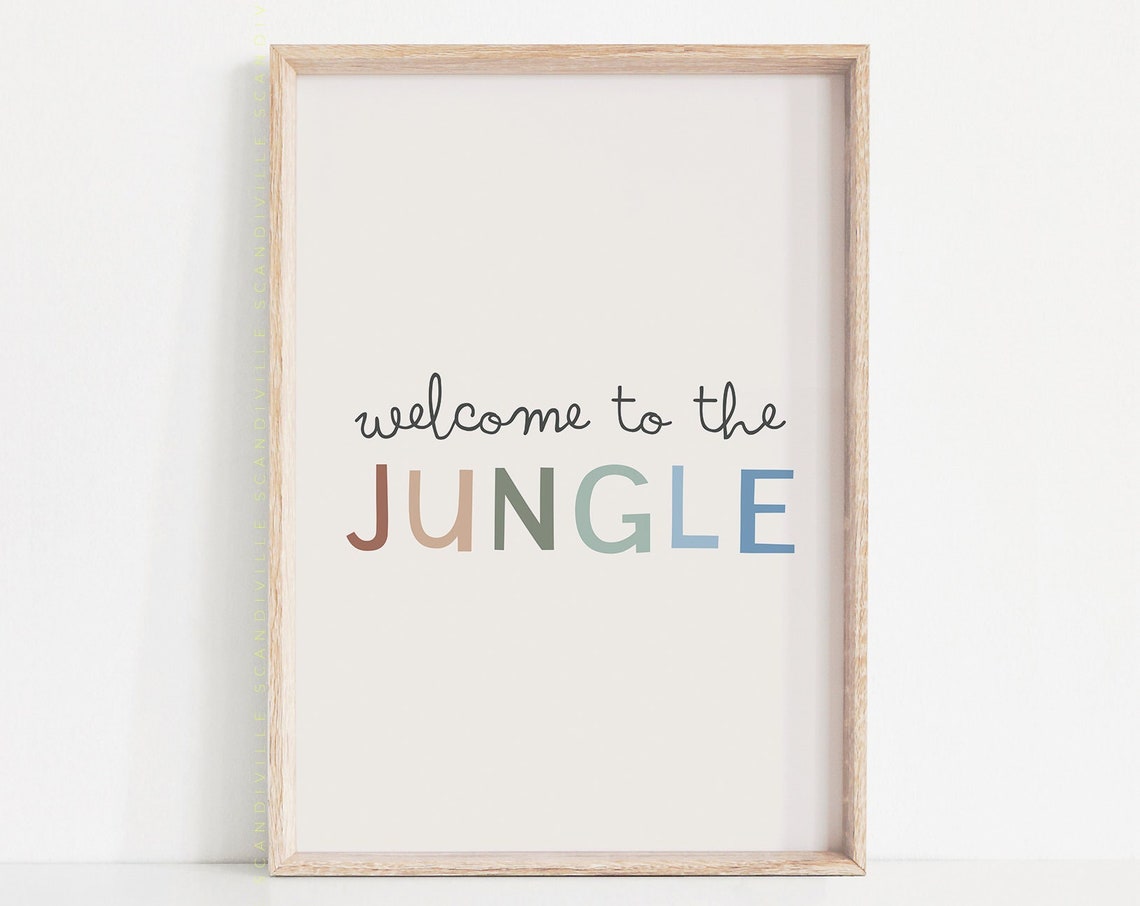 Welcome To The Jungle Colorful Typography Nursery Kids Room Poster - Image 4