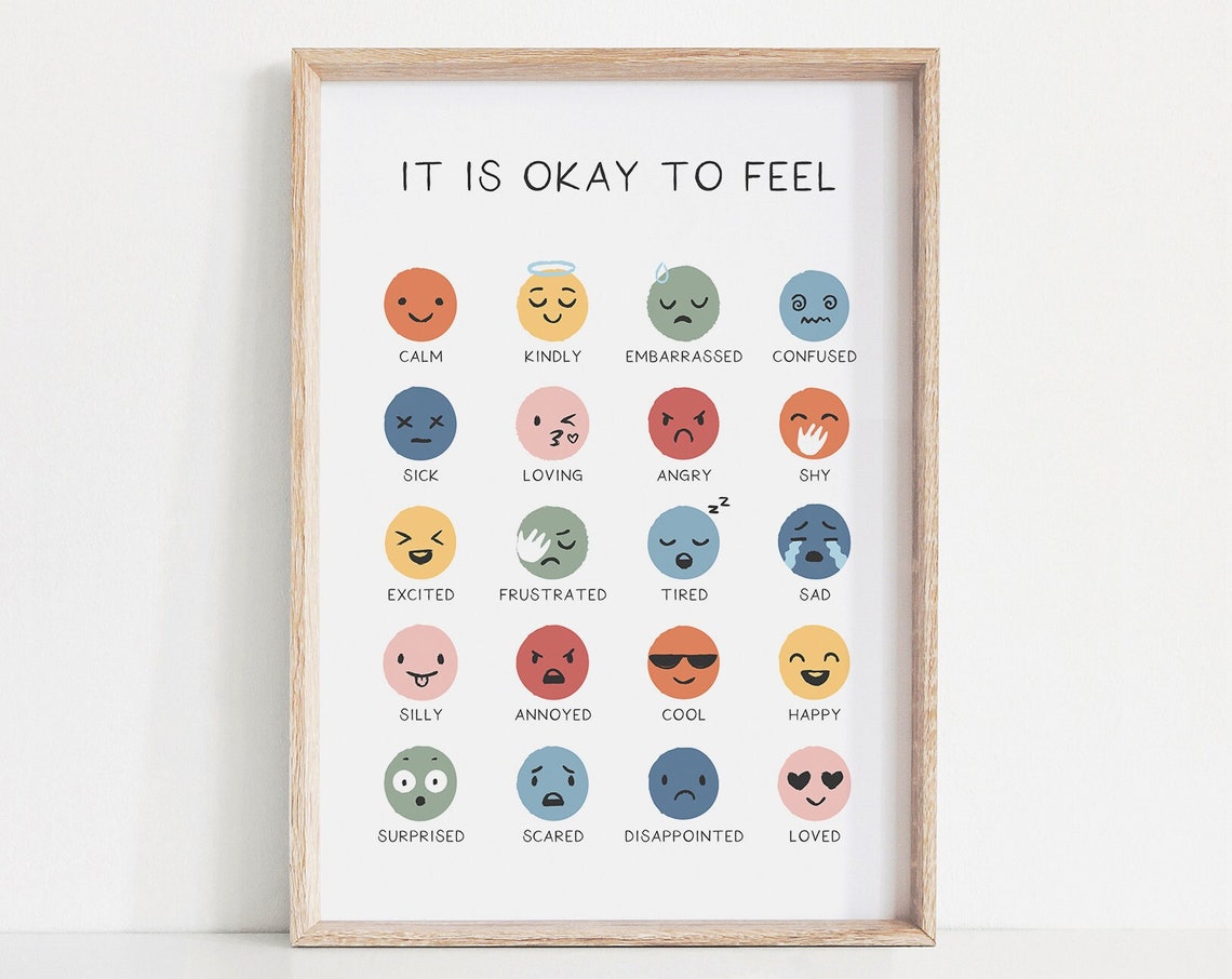 It Is Okay To Feel Emotions Chart Kids Feelings Poster Classroom