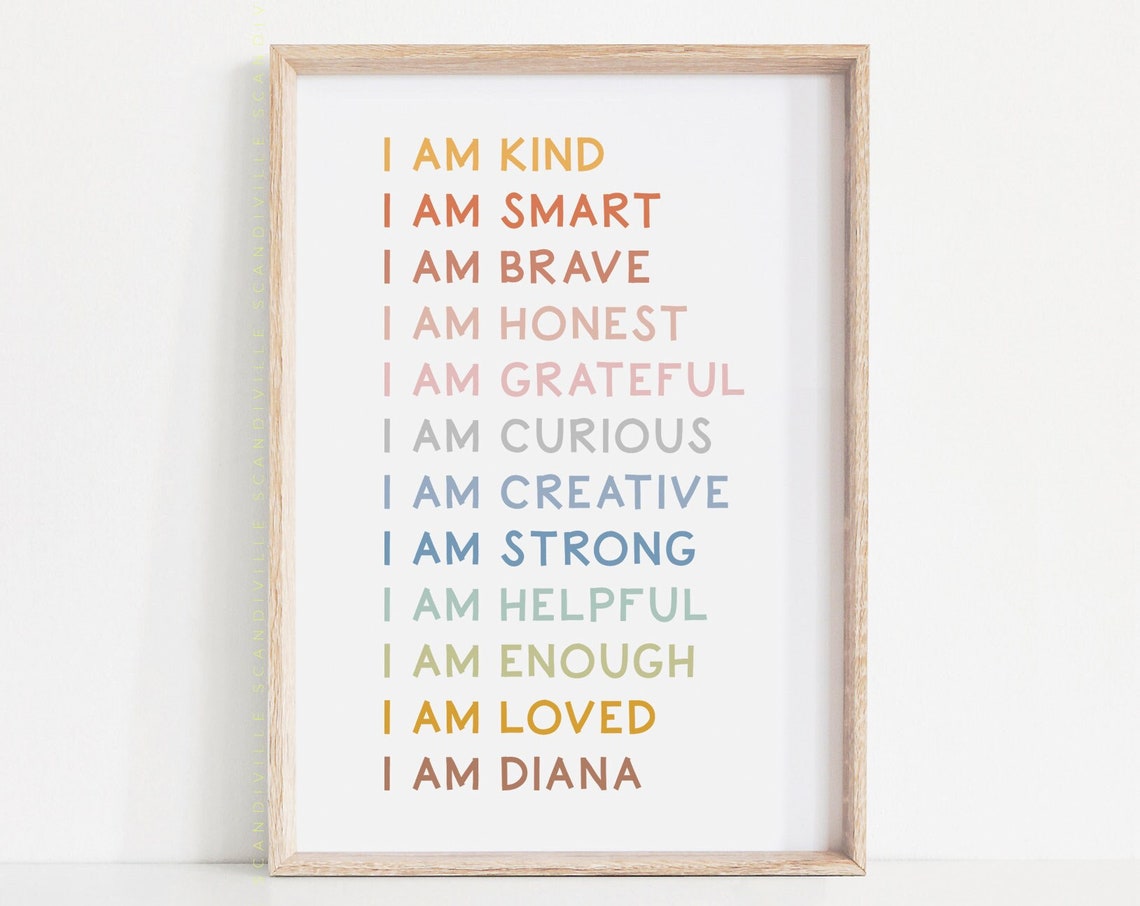I Am Diana Personalized Name Affirmations Poster Kids Room Decor