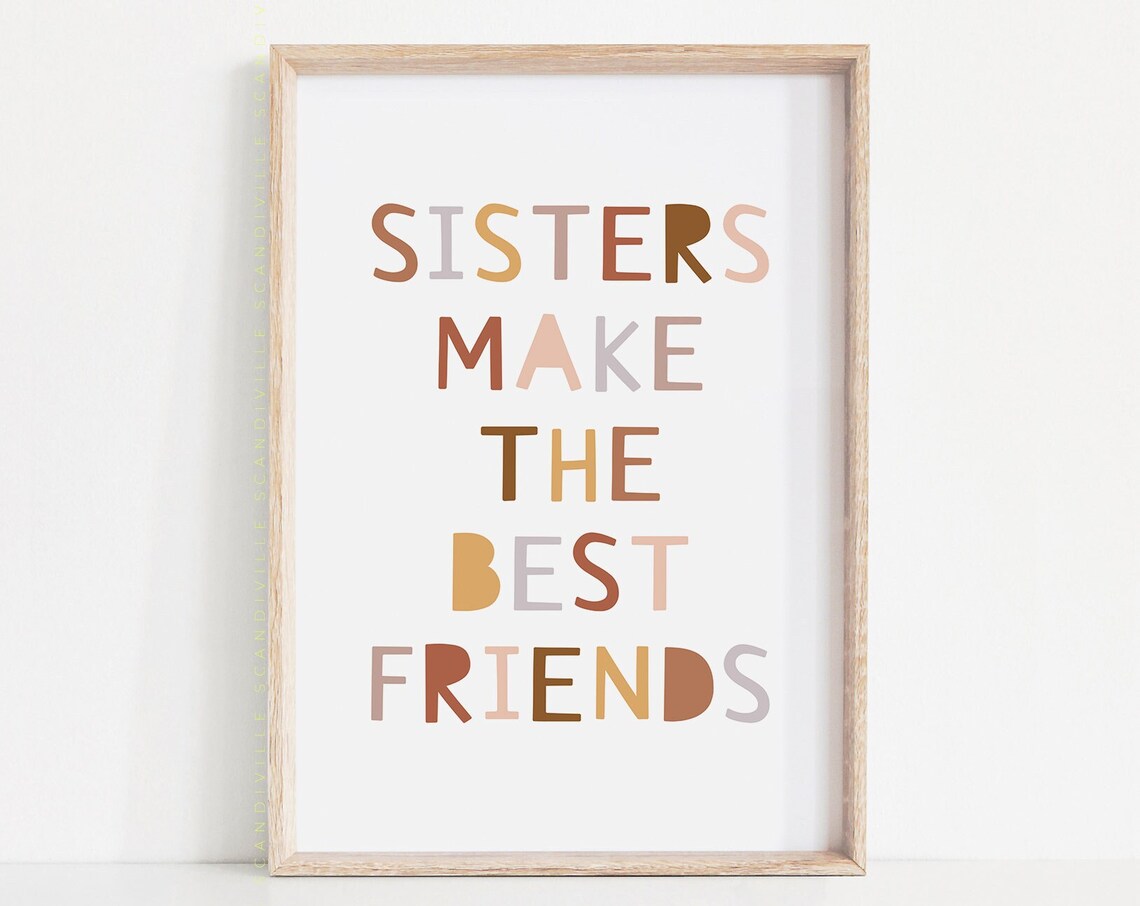 Sisters Make The Best Friends Colorful Typography Kids Room Poster - Image 4