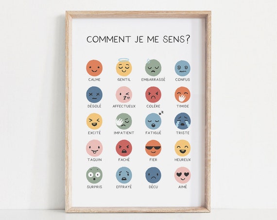 Comment Je Me Sens Poster Ducatif Pour Enfant Feelings Poster Emotions Chart For Kids Rainbow Classroom Decor Feelings Chart Print