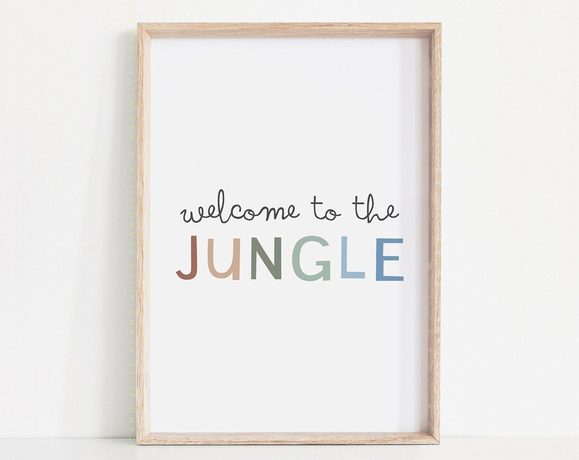 Welcome To The Jungle Script Typography Nursery Kids Room Poster - Image 3