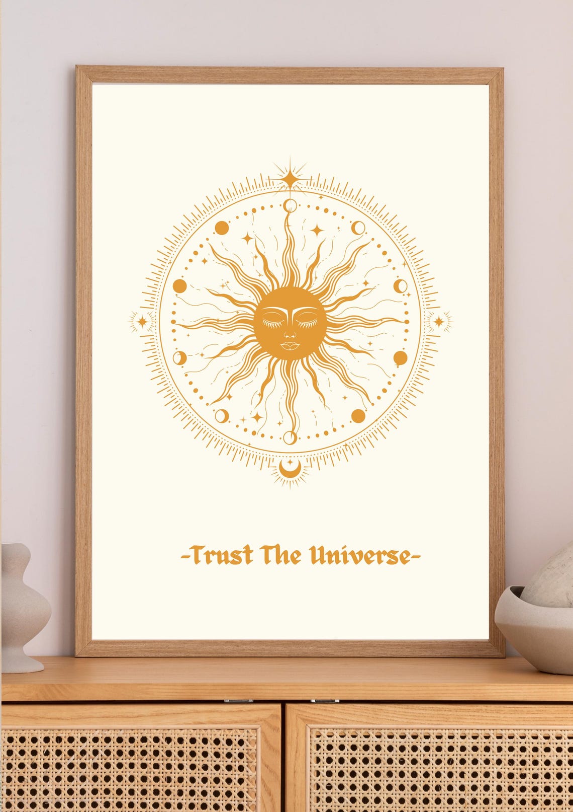 Trust The Universe Wall Art Boho Sun Moon Print Spiritual Minimalist Cosmic Decor Celestial Poster - Image 2