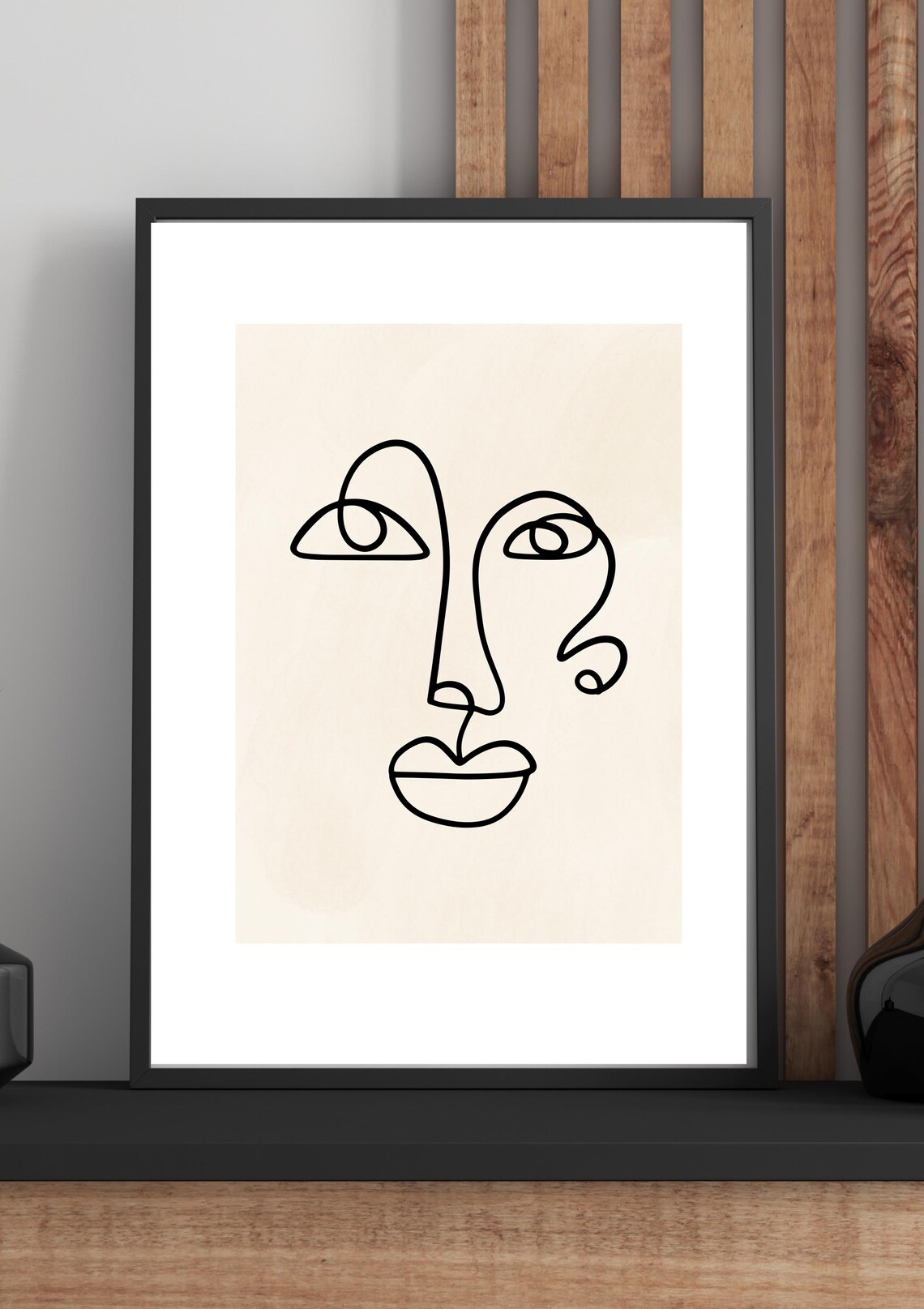 Abstract Face Line Art, Minimalist Boho Decor - Image 2