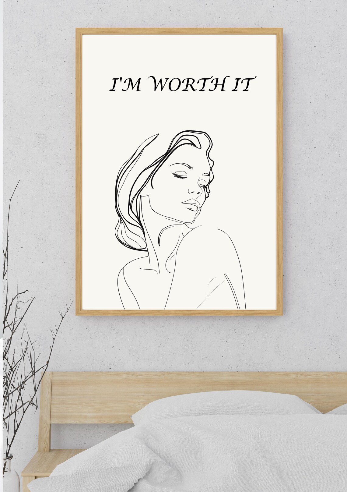 I'm Worth It Empowering Female Face Line Art Confidence Quote Poster - Image 4