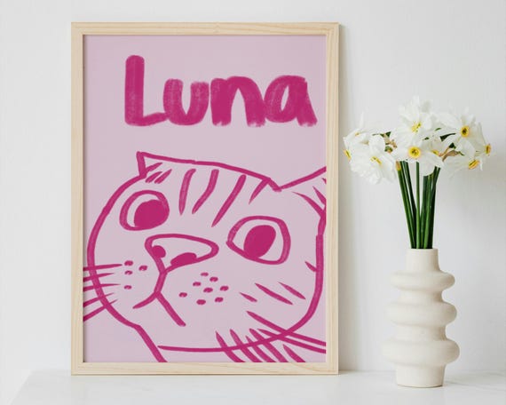 Personalized Badly Drawn Pet Portrait Cute Custom Cat Unique Poster Dog Cutest Mom Gifts