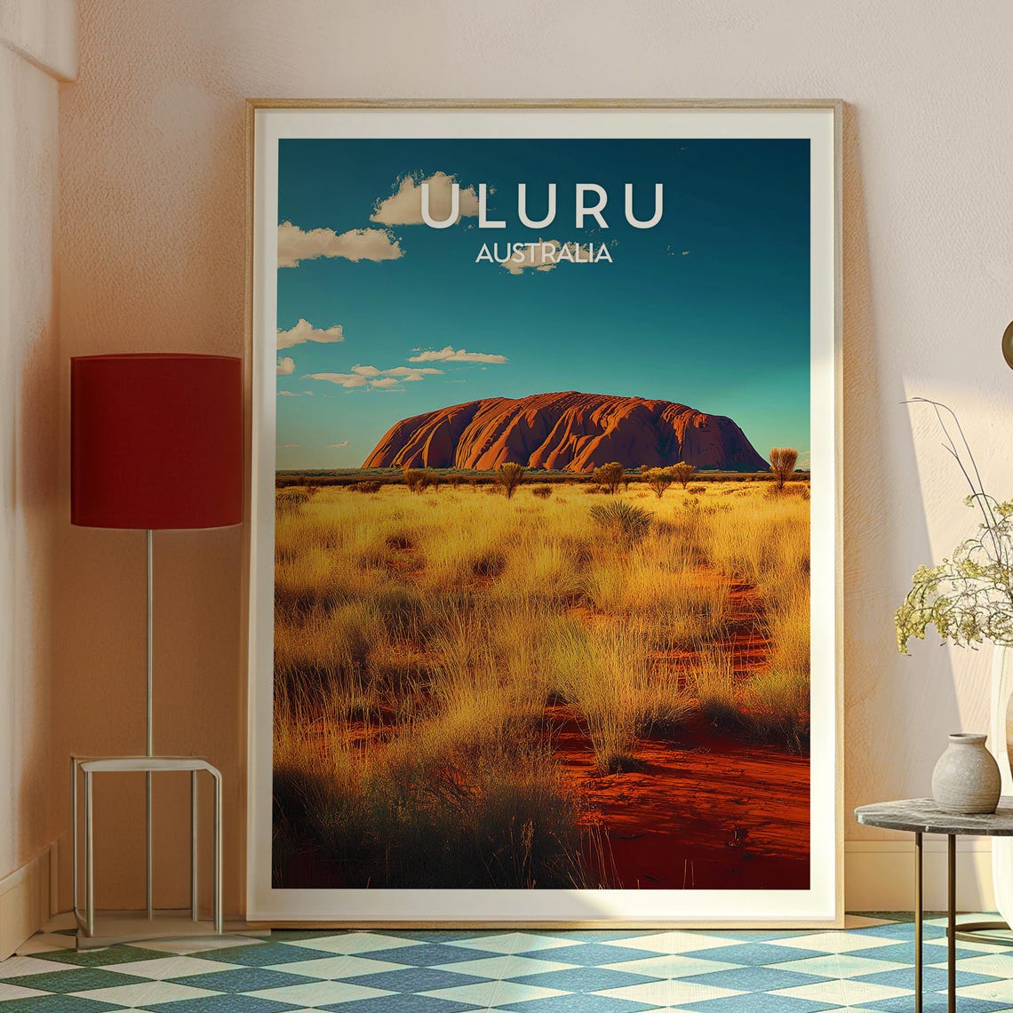 Uluru Australia Red Rock Desert Golden Grassland Scenic Travel Poster - Image 2