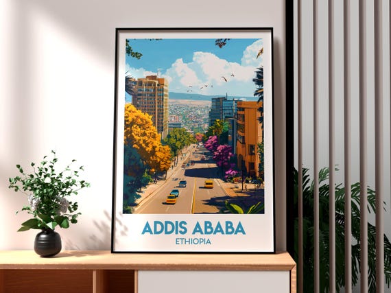 Addis Ababa Poster Ethiopia Print Travel Wall Art Africa African City