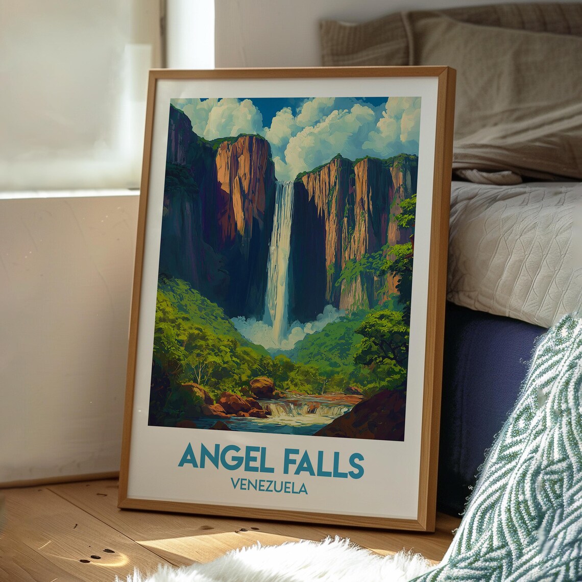 Angel Falls Venezuela Towering Waterfall Jungle Cliffs Vintage Poster - Image 3