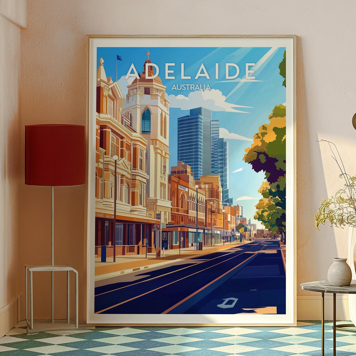 Adelaide Australia Historic Street Skyscrapers City View Travel Poster - Image 2