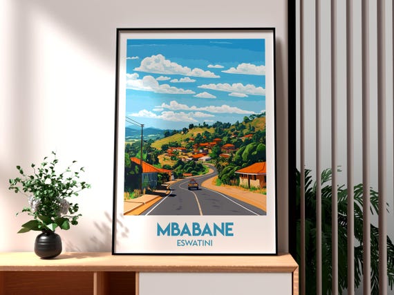 Mbabane Poster Swaziland Print Travel Wall Art Africa Wildlife