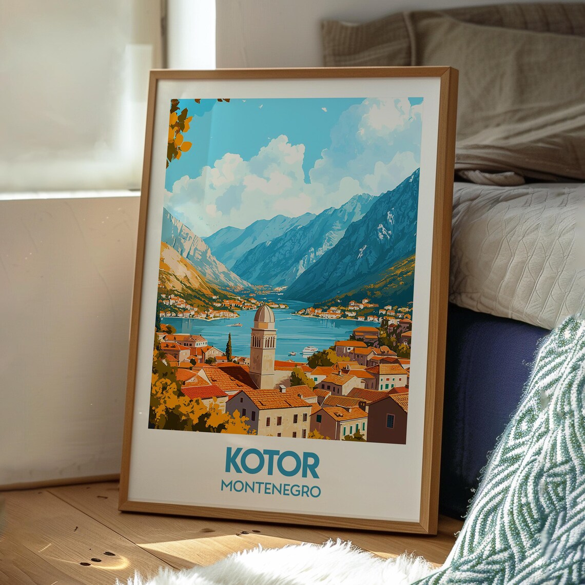 Kotor Montenegro Bay Old Town Mountains Coastal Travel Poster - Image 3