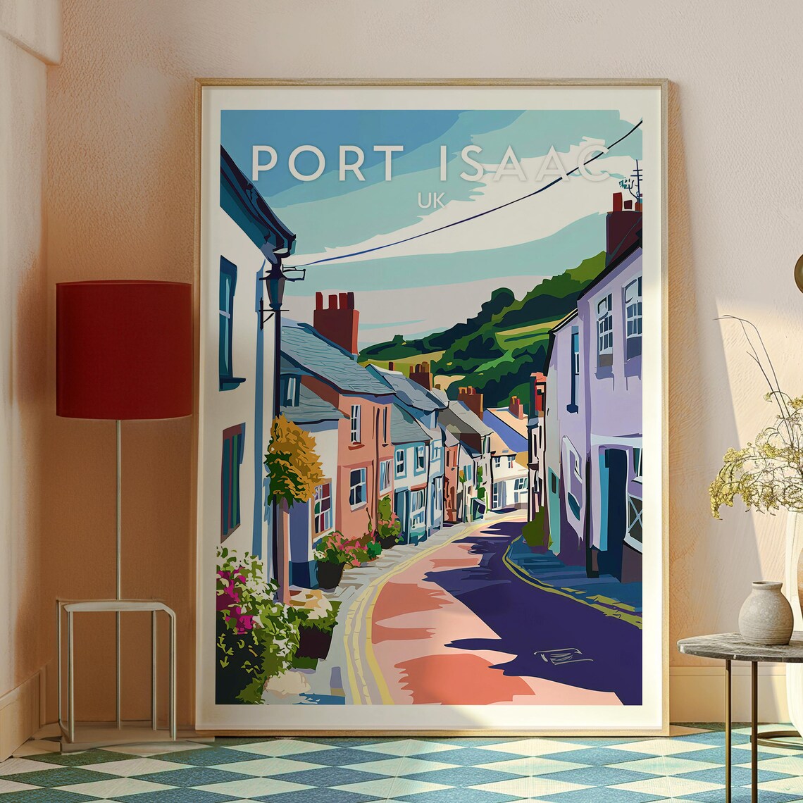 Port Isaac Travel Poster, Cornwall Coast Art - Image 2