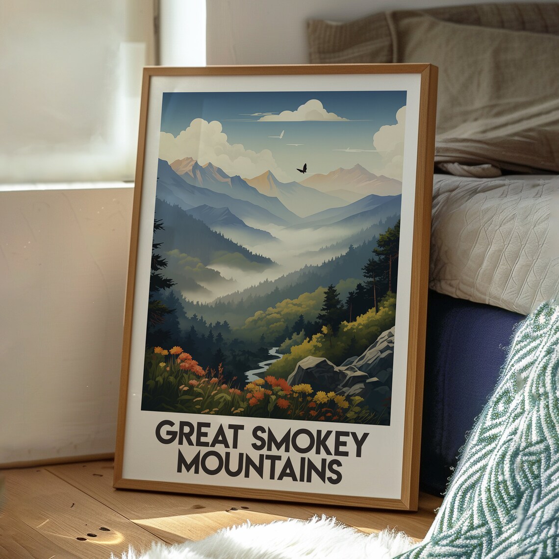Great Smoky Mountains Misty Blue Ridge Forest Vista Art Poster - Image 3