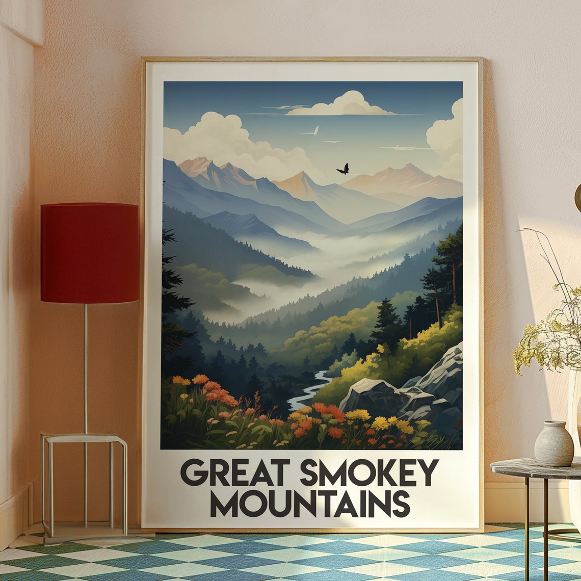 Great Smoky Mountains Misty Blue Ridge Forest Vista Art Poster - Image 2