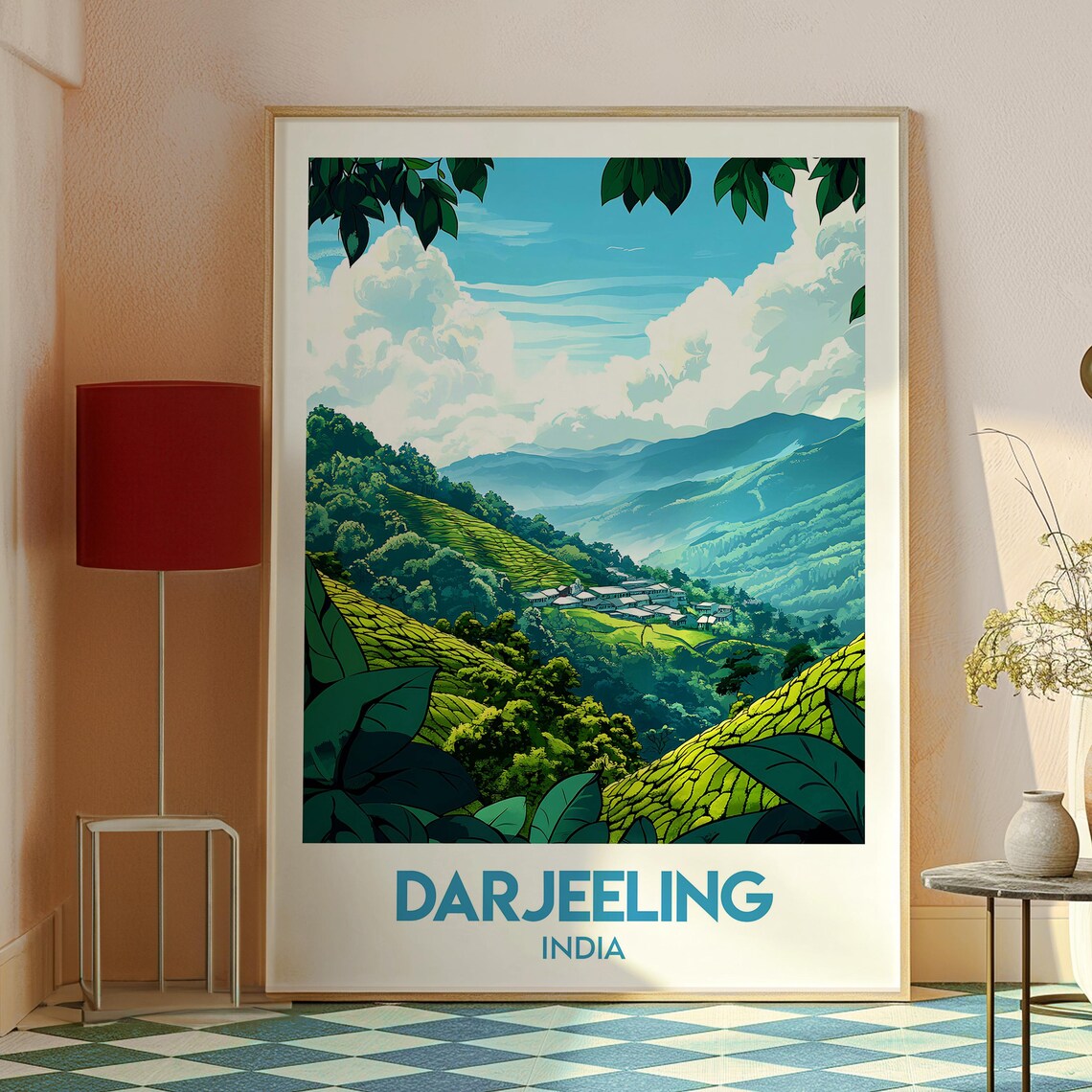 Darjeeling India Tea Garden Mountain Village Scenic Travel Poster - Image 2