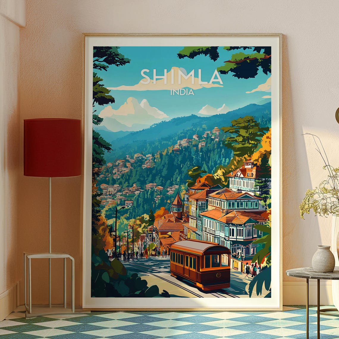 Shimla India Hill Station Tram Colonial Street Mountains Poster - Image 2
