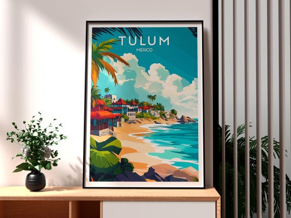 Tulum Mexico Travel Poster, City Wall Art