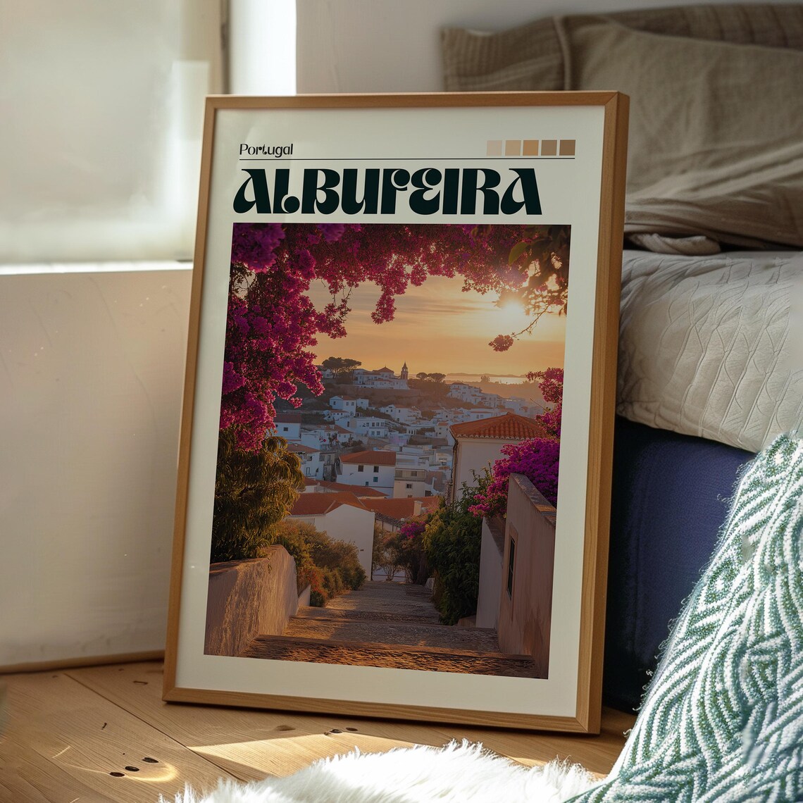 Albufeira Portugal Sunset Photo Poster Algarve Old Town Bougainvillea - Image 3