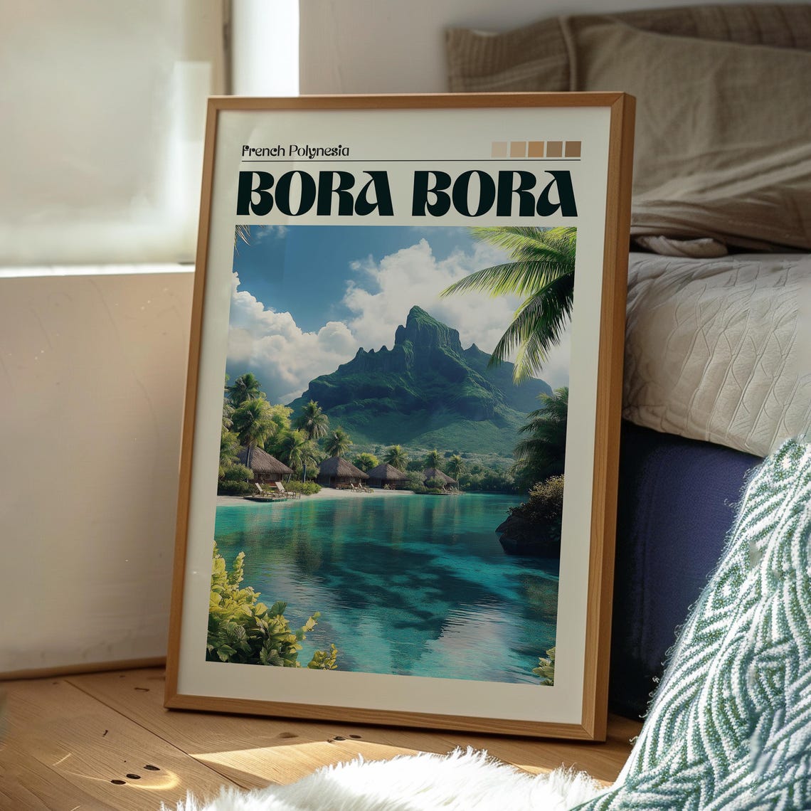 Bora Bora Island Lagoon and Mountain View Scene Travel Poster - Image 3