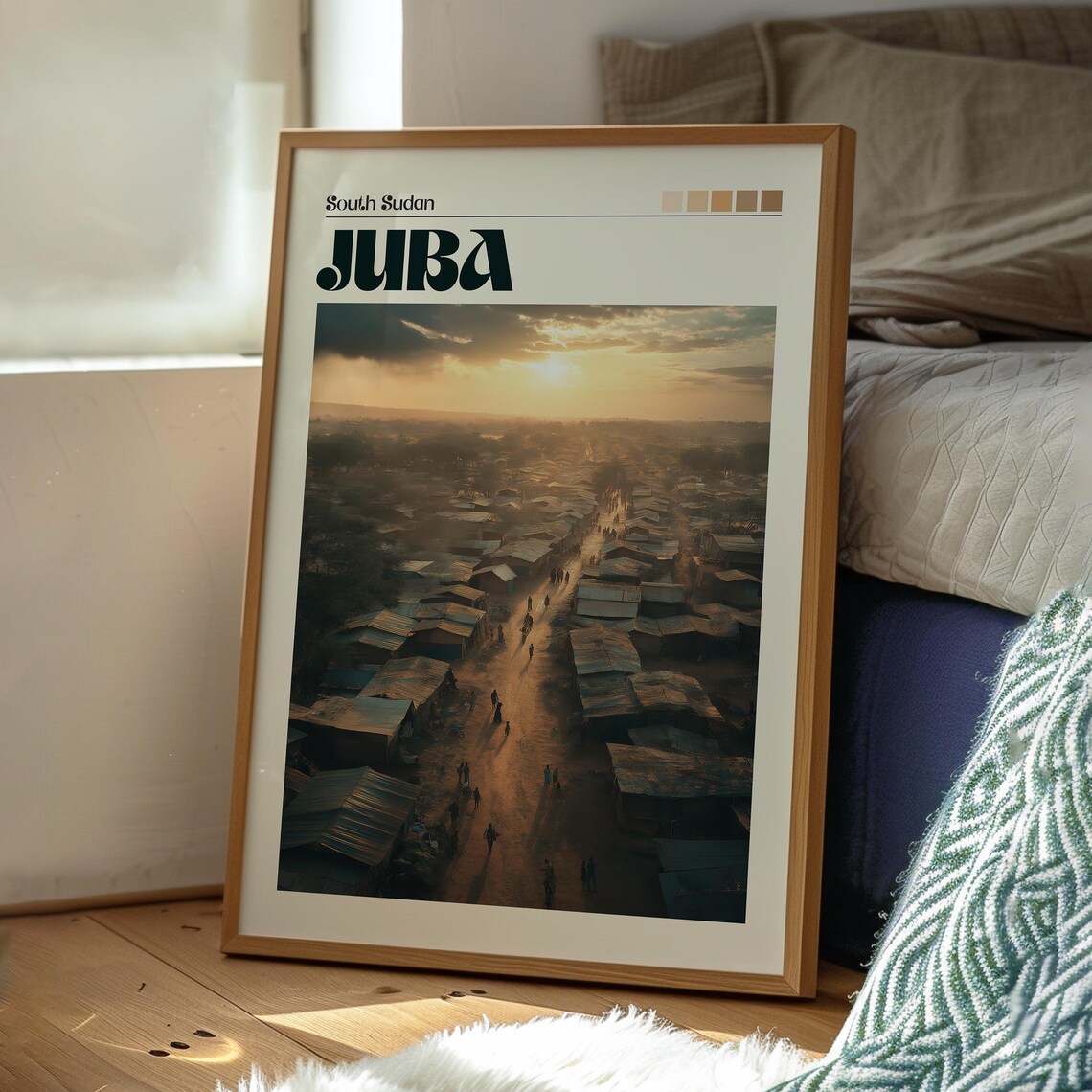 Juba South Sudan Aerial Market Street Sunset View Travel Poster - Image 3
