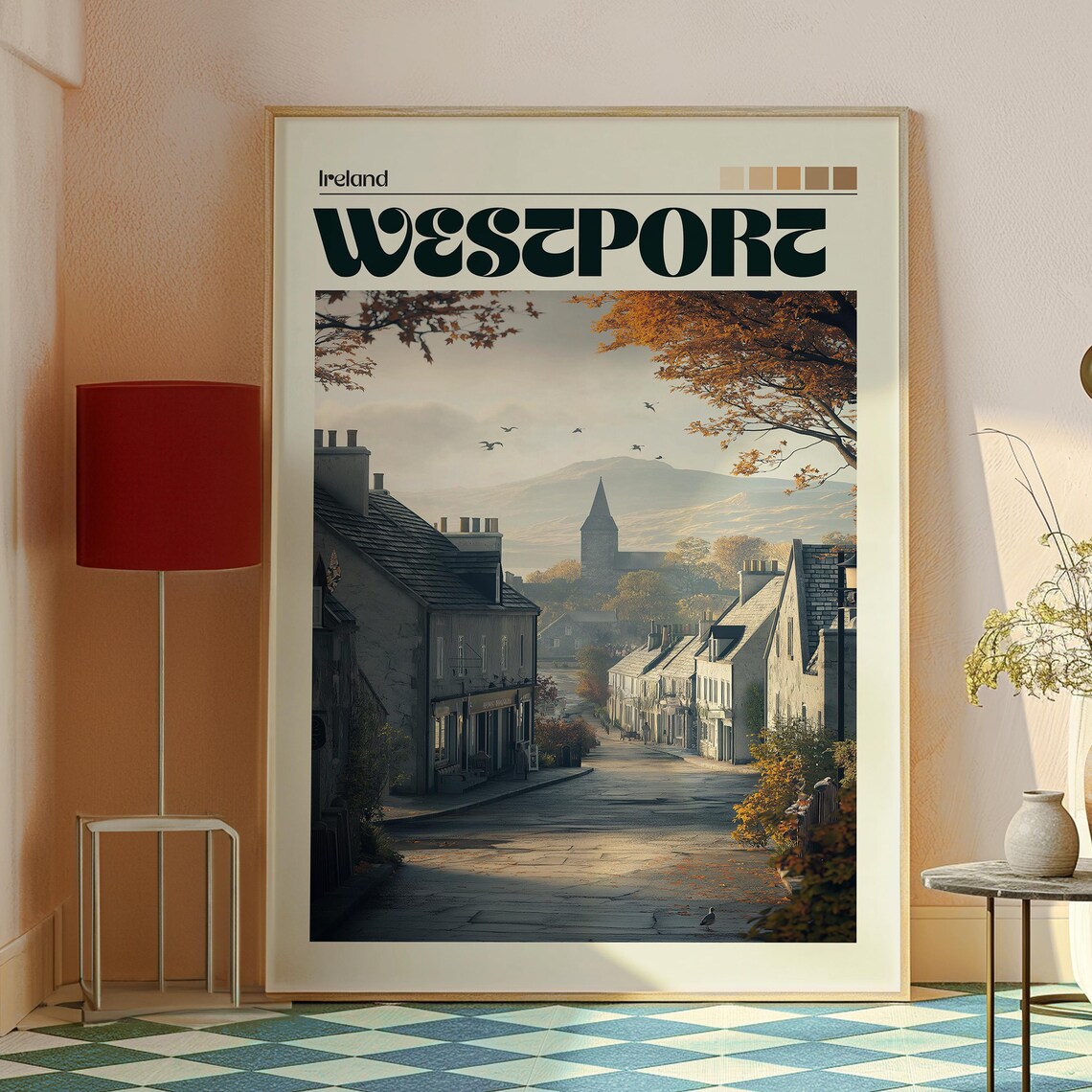 Westport Ireland Historic Town Street Autumn Sunset Travel Poster - Image 2