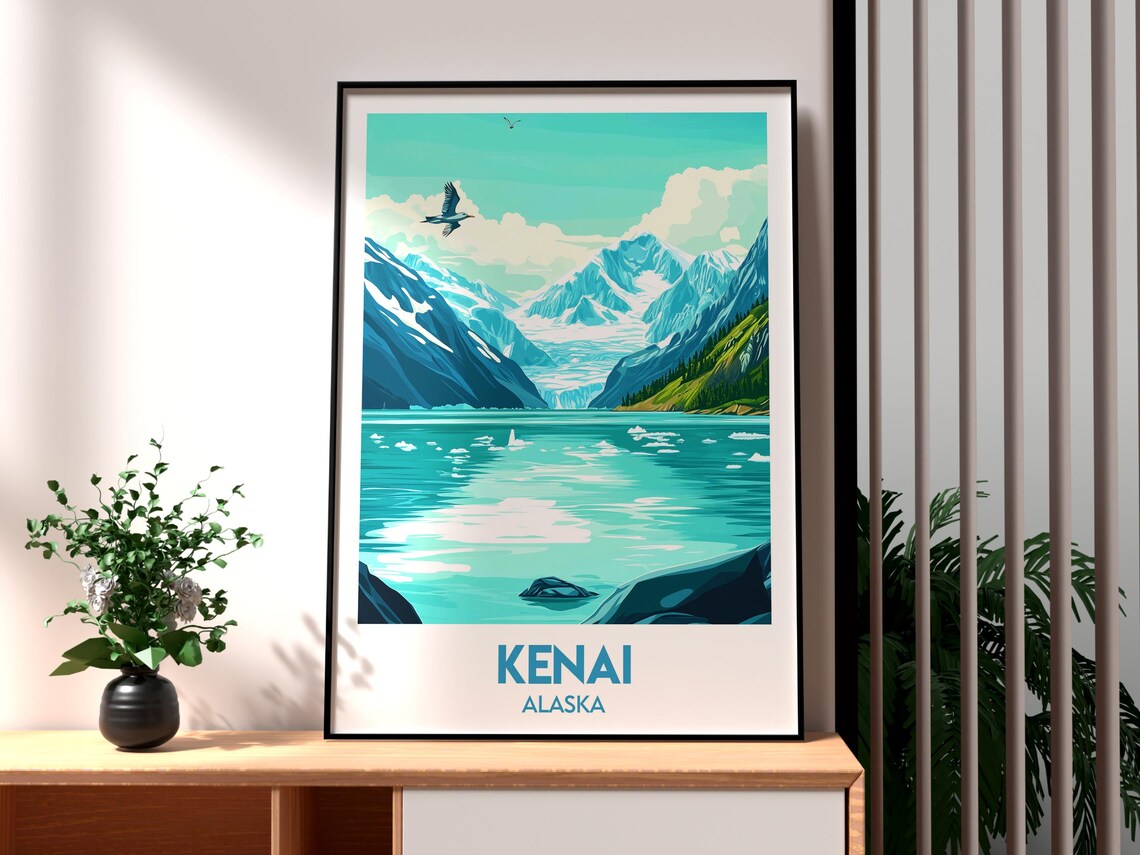 Kenai Alaska Glacier Fjord Eagle Icebergs Mountain Lake Poster