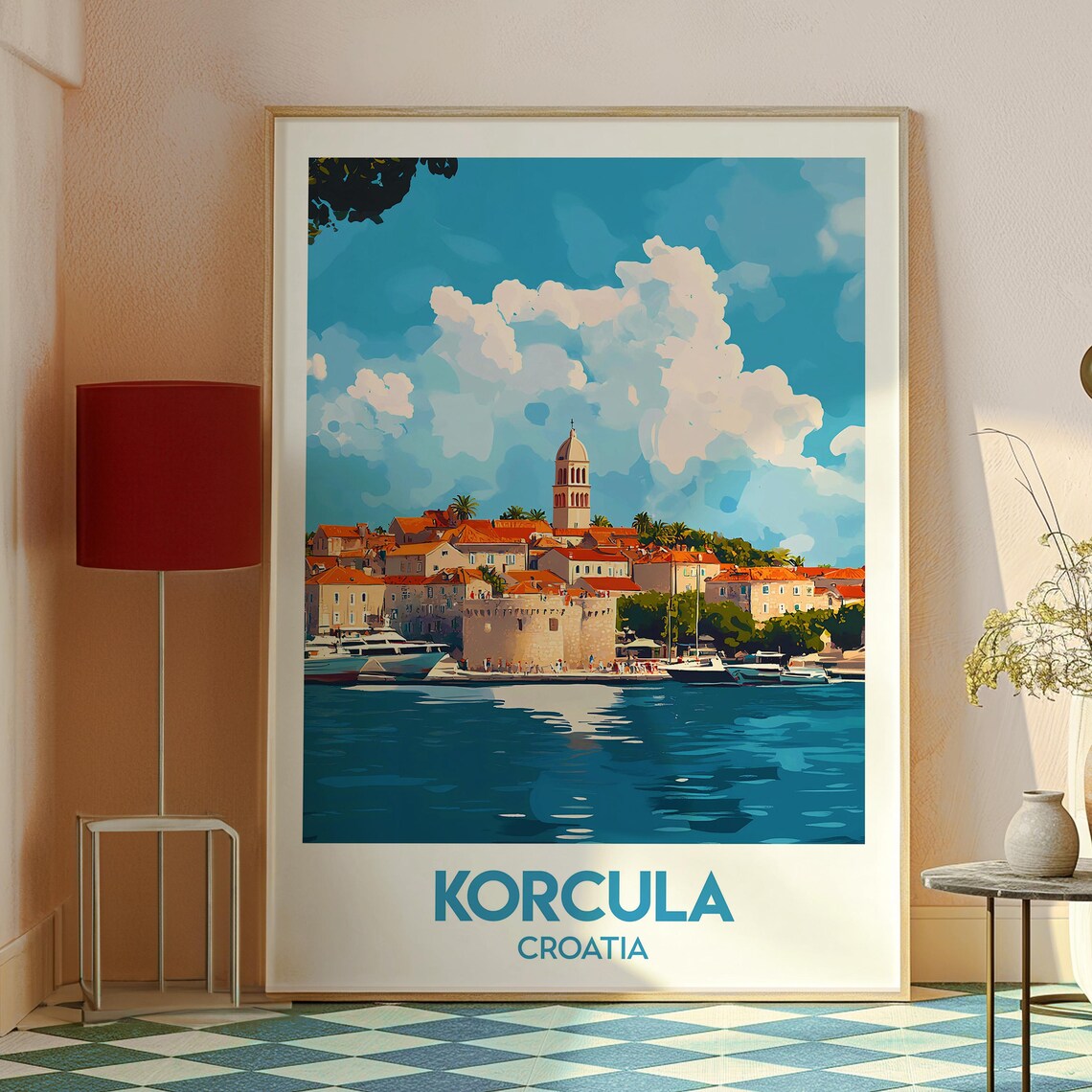 Korcula Croatia Island Old Town Harbor Adriatic Travel Poster - Image 2
