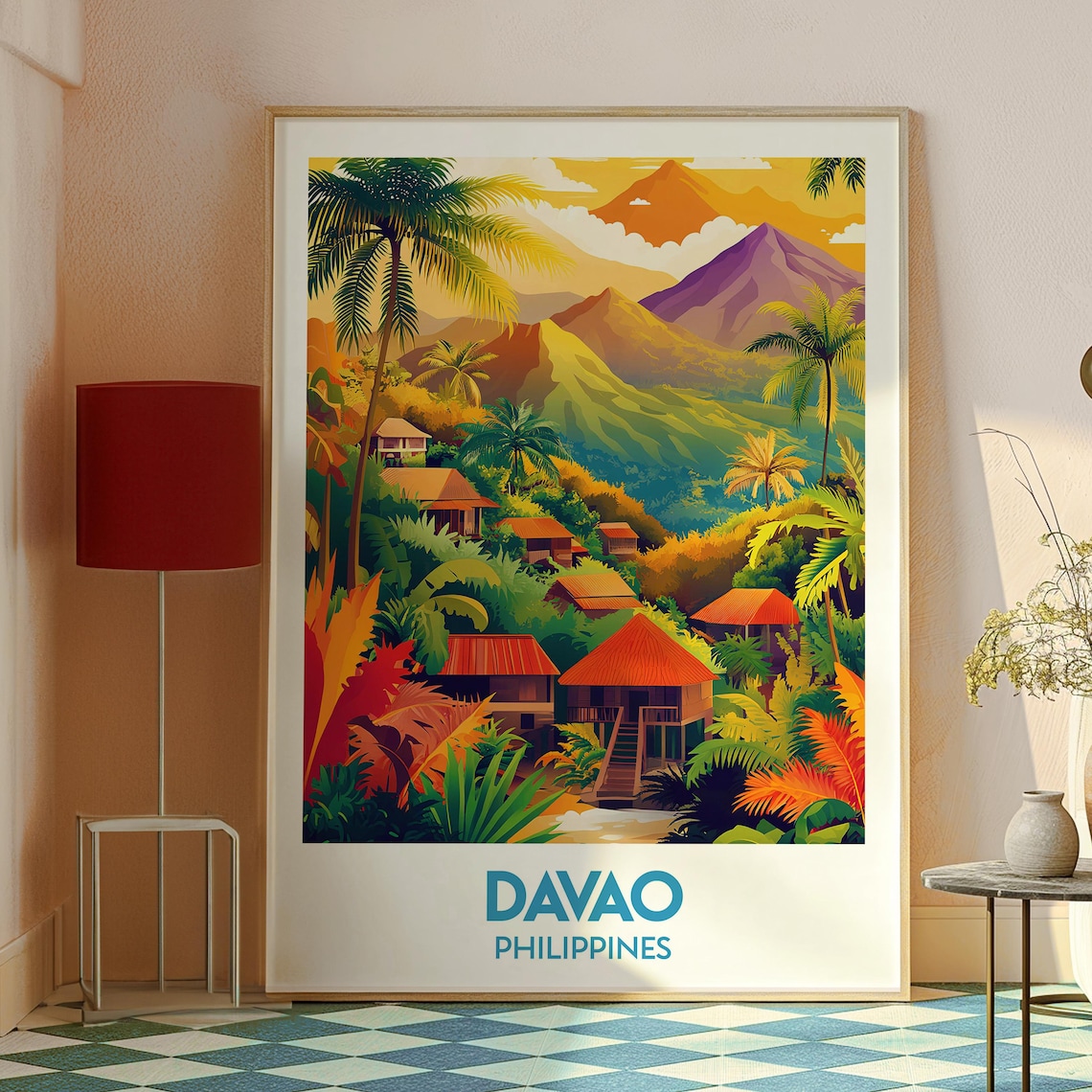 Davao Philippines Tropical Village Mountain Jungle Travel Poster - Image 2