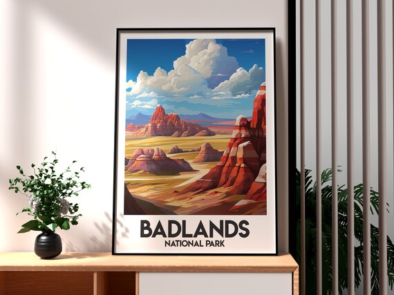 Badlands National Park Desert Red Rock Formations Travel Poster