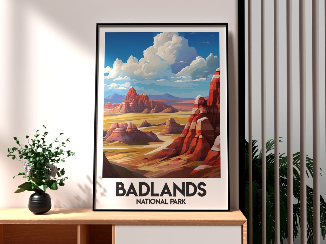 Badlands National Park Desert Red Rock Formations Travel Poster