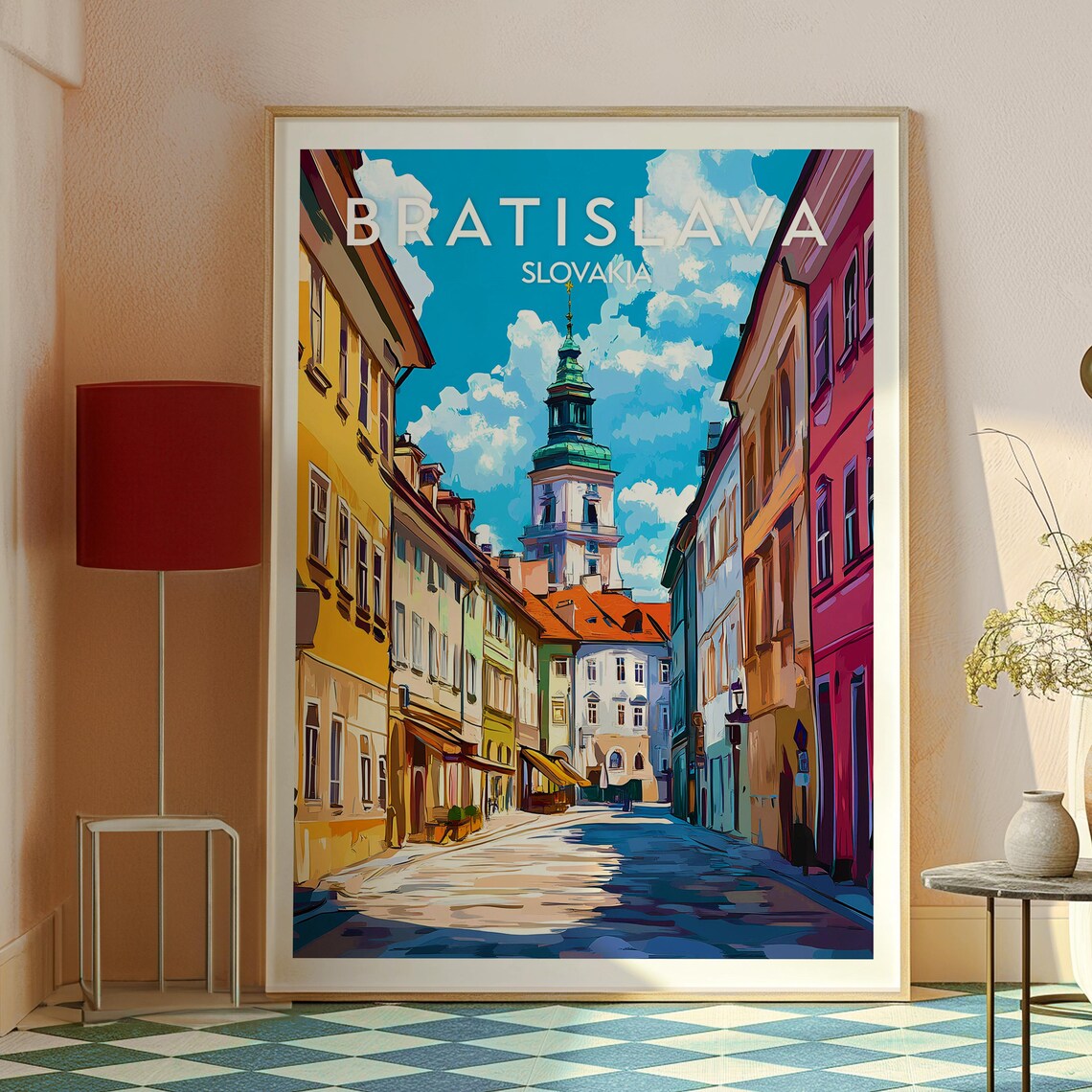 Bratislava Slovakia Old Town Street Church Tower Travel Poster - Image 2