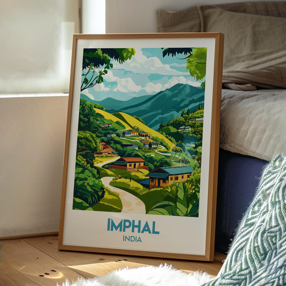 Imphal India Manipur Hillside Himalayan Village Travel Poster - Image 3