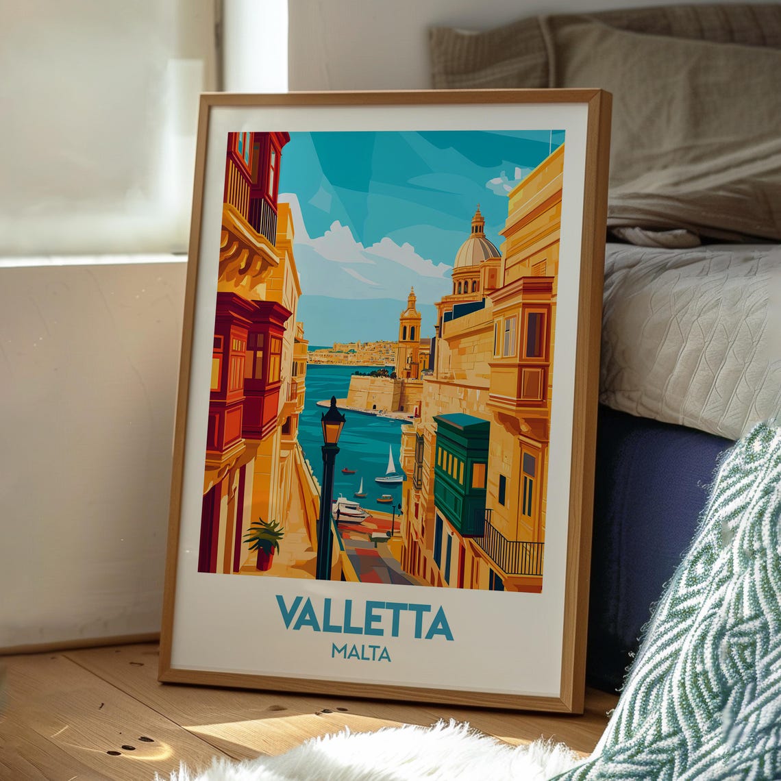 Valletta Malta Grand Harbour Street Historic Waterfront Poster - Image 3