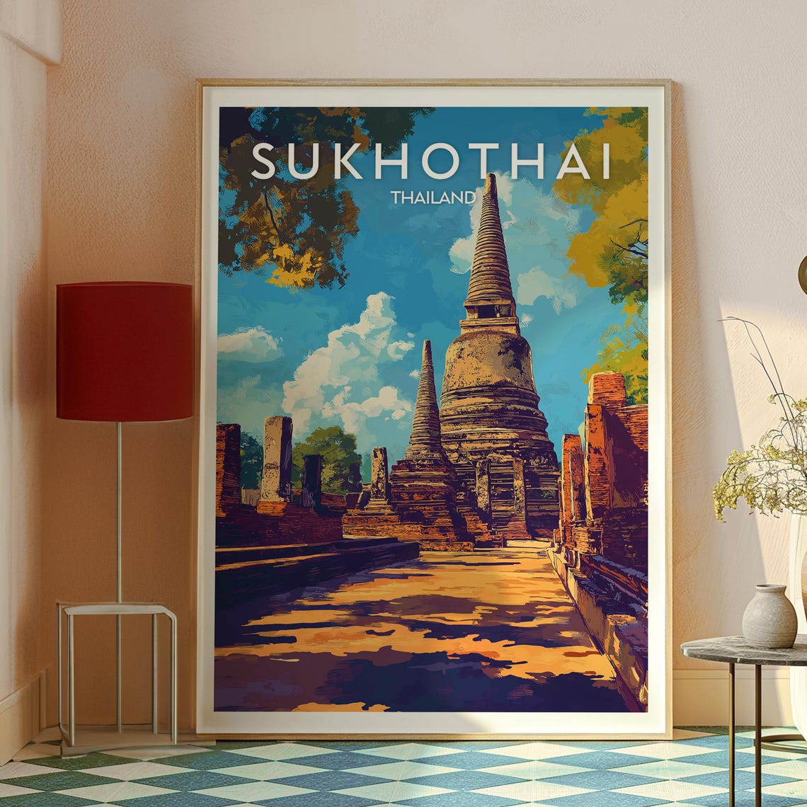 Sukhothai Print Thailand Wall Art Chiang Mai Travel Temples Poster Backpacking Gift For Traveller - Image 2