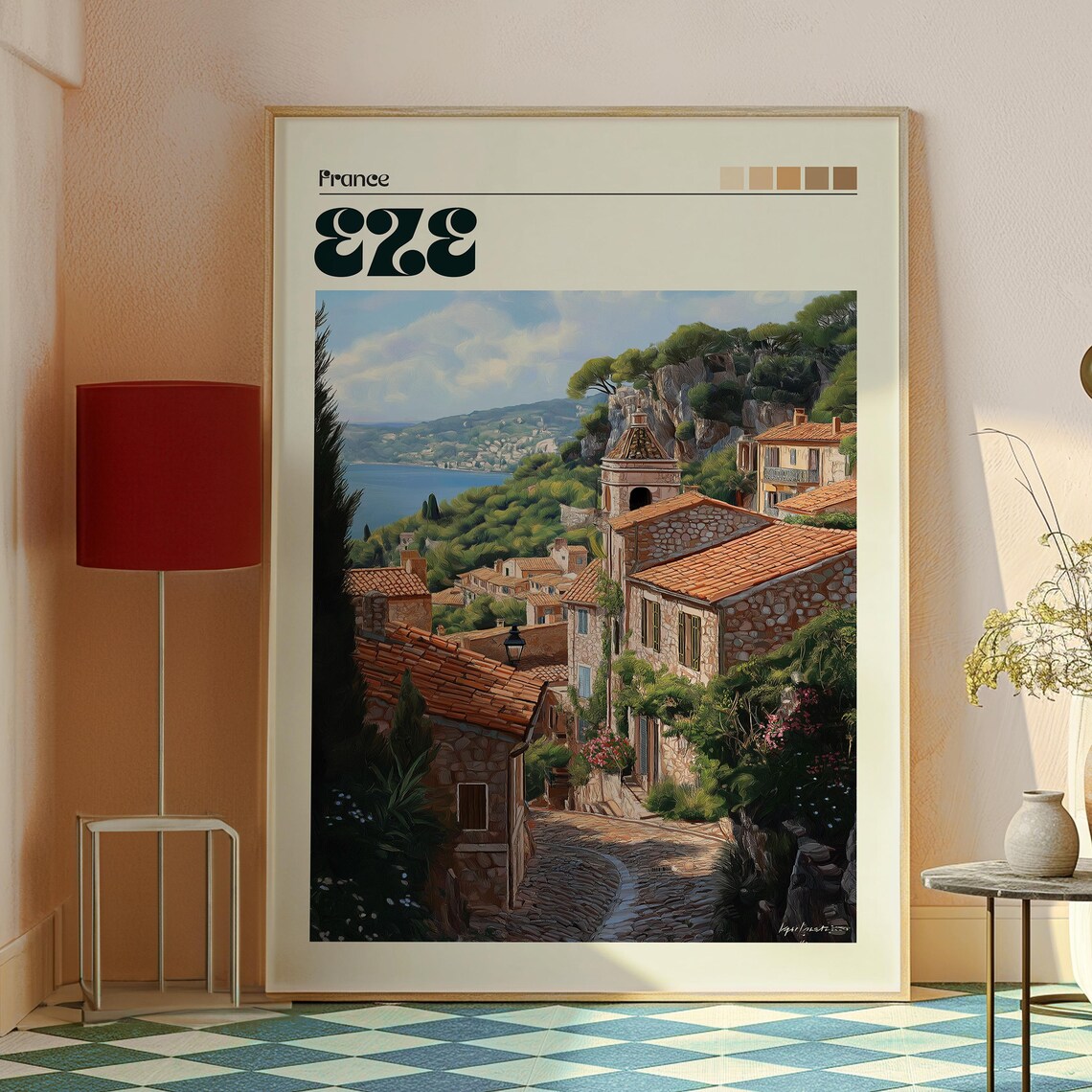 Eze France Riviera Hilltop Village Stone Church Sea View Poster - Image 2
