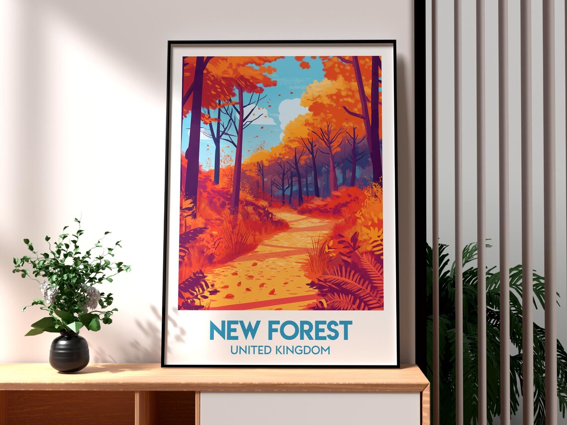 New Forest United Kingdom Autumn Woodland Path Foliage Poster