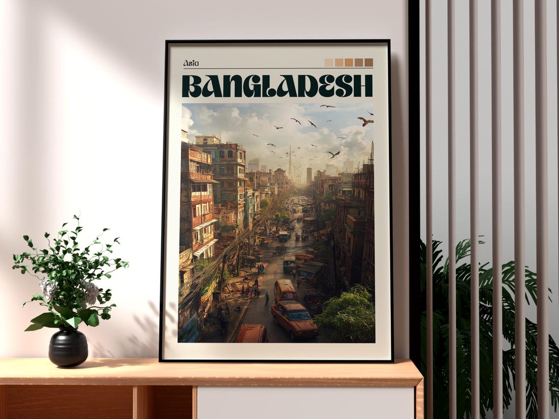 Bangladesh Travel Poster, Dhaka City Art Print