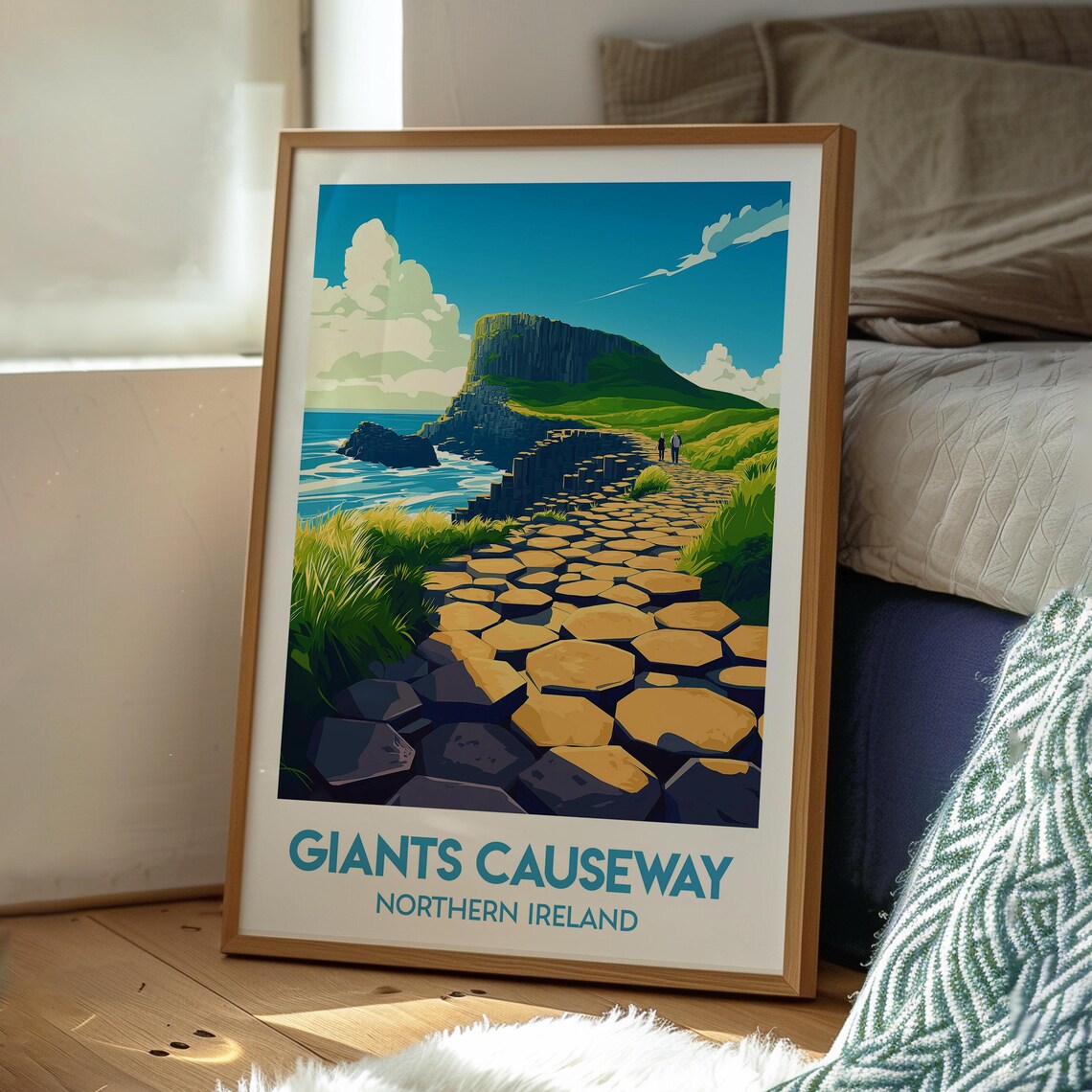 Giants Causeway Northern Ireland Basalt Columns Cliffs Vintage Poster - Image 3