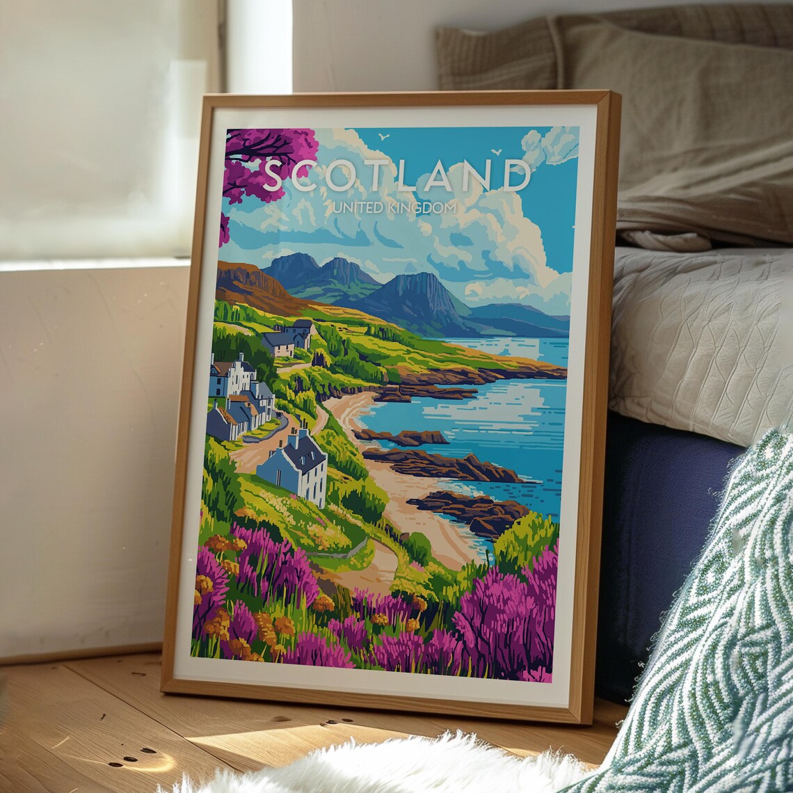 Scotland United Kingdom Coastal Village Beach Vintage Travel Poster - Image 3