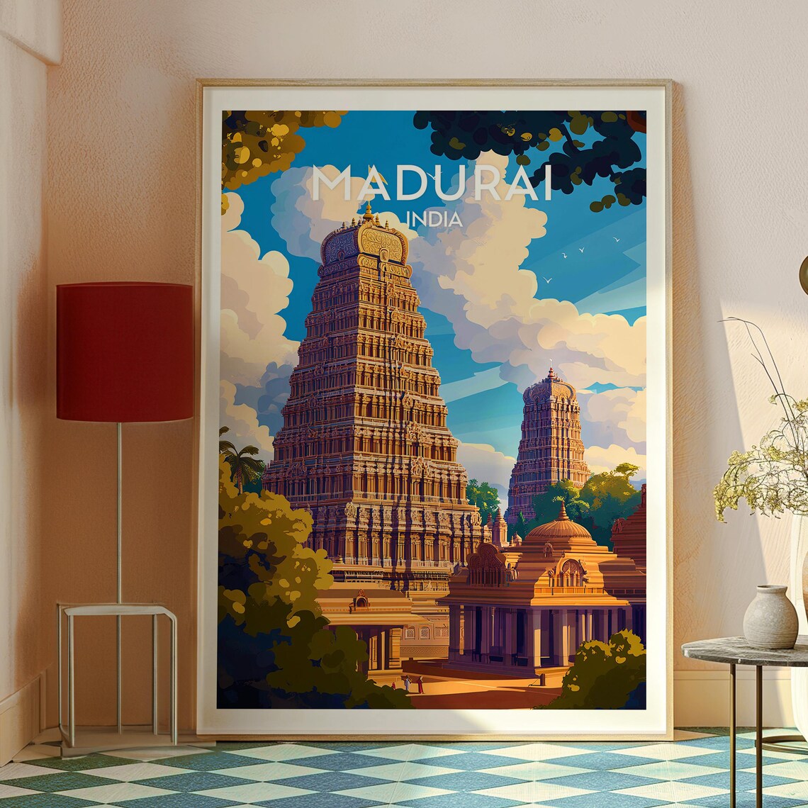 Madurai India Temple Towers Carved Gopuram Sacred Travel Poster - Image 2