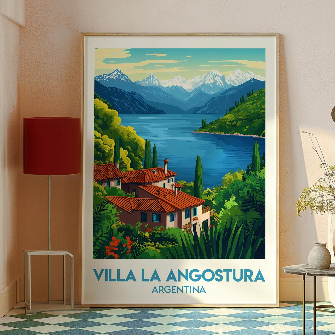 Villa La Angostura Argentina Lake Mountains Village Travel Poster - Image 2