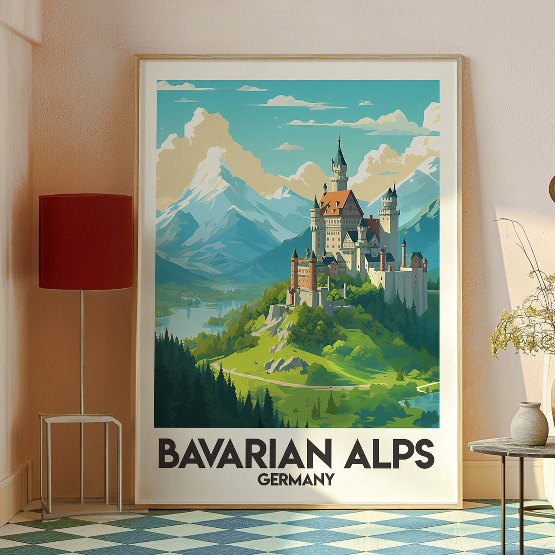 Bavarian Alps Germany Fairytale Castle Snowy Peaks Travel Poster - Image 2
