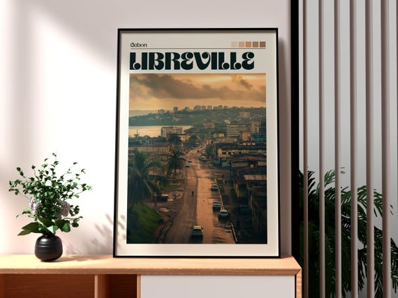 Libreville Poster Gabon Print Travel Wall Art Africa African Wildlife City