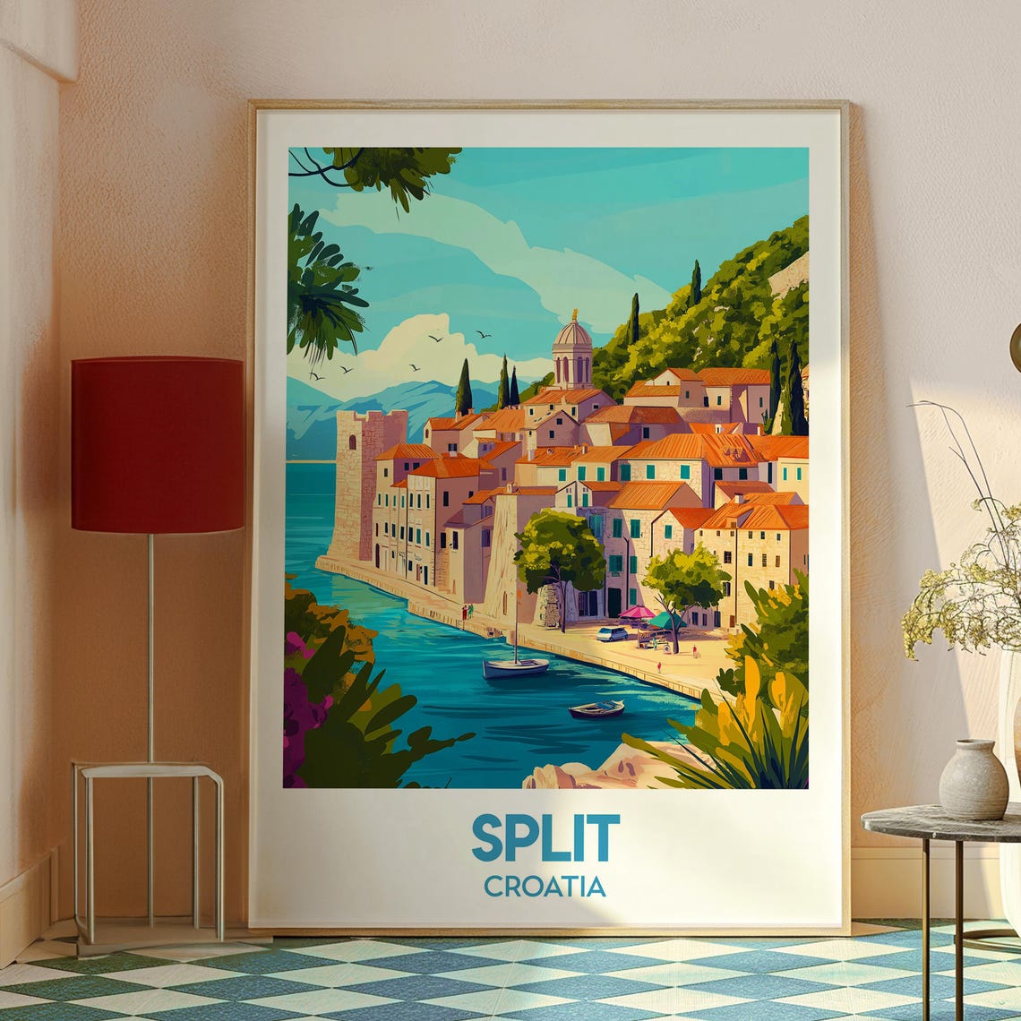 Split Croatia Old Town Harbor Adriatic Coastline Travel Poster