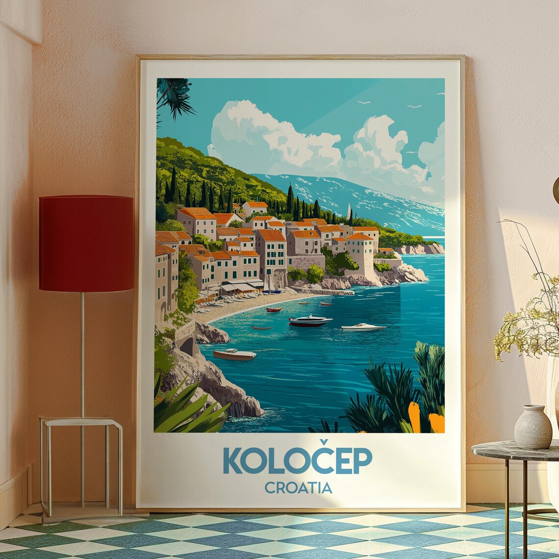 Kolocep Croatia Colorful Island Coastal Village Travel Poster - Image 2