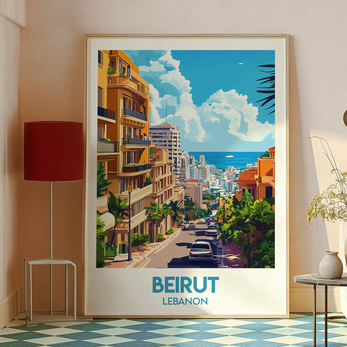 Beirut Lebanon Street Descending To Sea City Skyline Travel Poster - Image 2